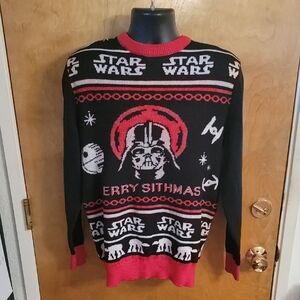 H&M Star Wars Christmas Sweater Mens Small Darth Vadar Sith Holiday Size Medium